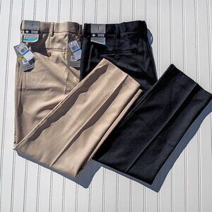 PGA Tour Dress Pants Men's 36 x 30 Black Khaki Comfort Fit Straight Leg LOT OF 2